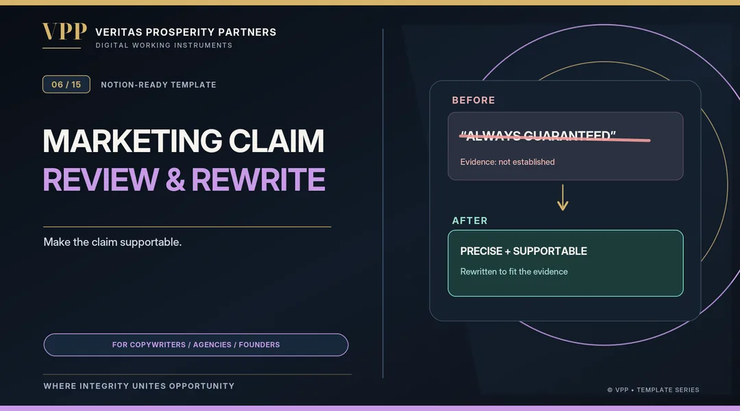 VPP cover artwork for Marketing Claim Review & Rewrite