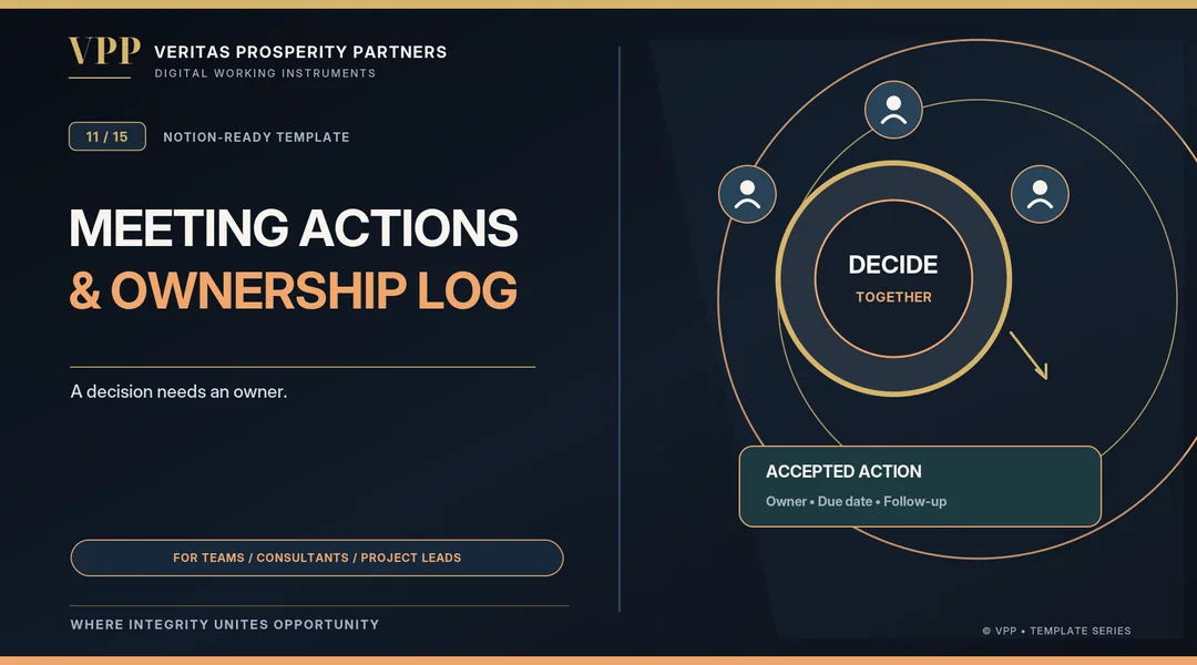VPP cover artwork for Meeting Actions & Ownership Log