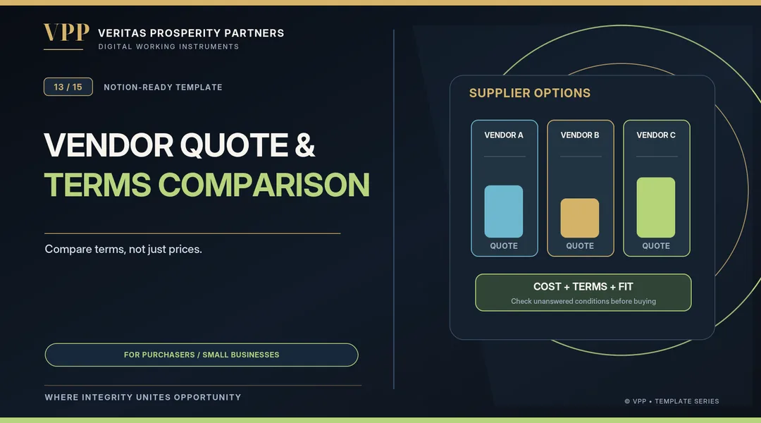 VPP cover artwork for Vendor Quote & Terms Comparison